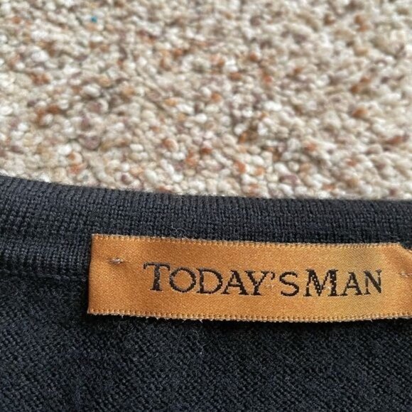 Vintage 80s Merino Wool Sweater Made In Italy By Todays Man Size L - Picture 3 of 8